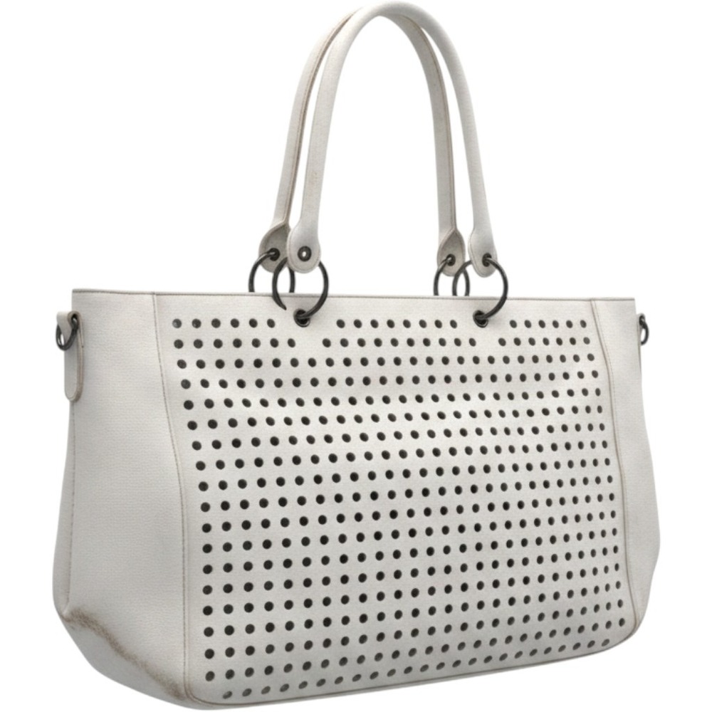 Avon Mark White Faux Leather Laser Cut Handbag Retro Y2K Tote Bag